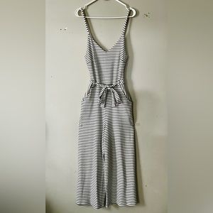 Monteau Striped Cotton Jumpsuit, with Pockets